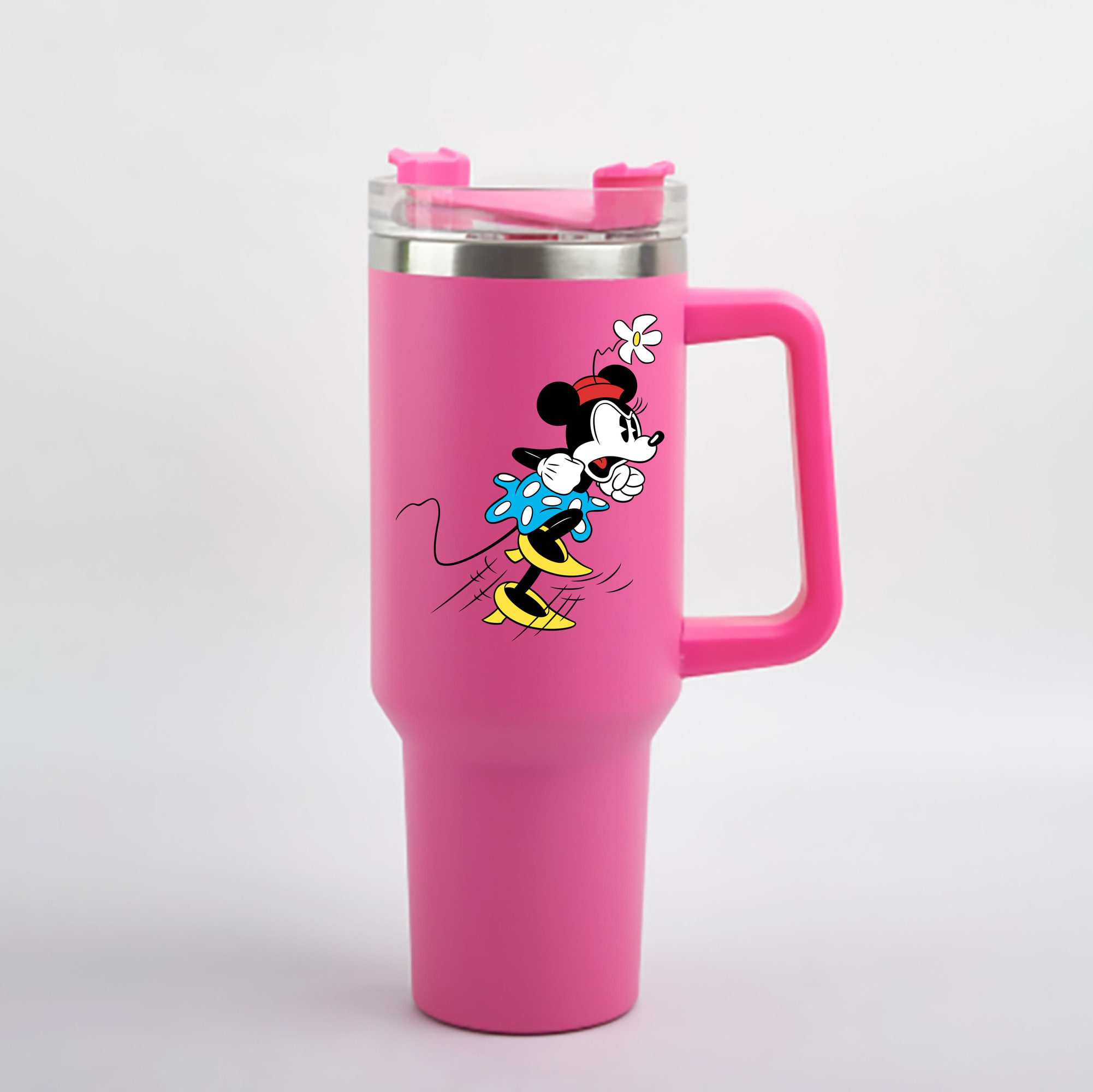 （画像用） ミッキーマウス Mickey Mouse 1200mL車用タンブラー - クリスタルステッカー（プラスチックストロー付き）